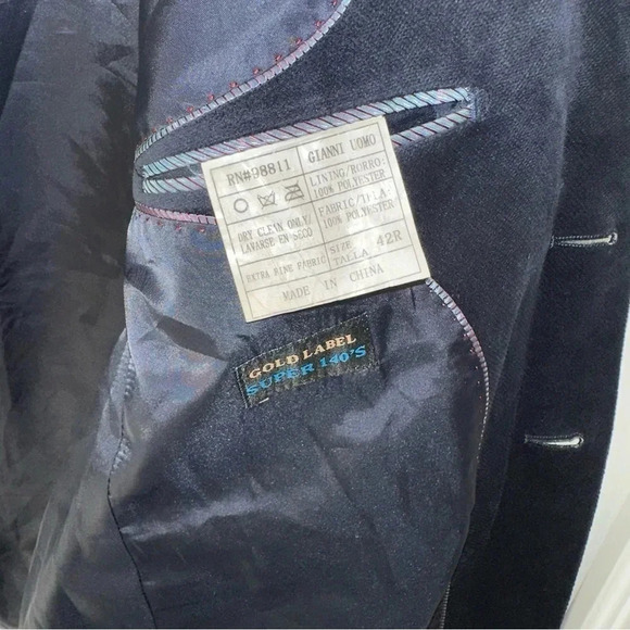 Gianna Uomo gold label‎ 42R blue velvet blazer/sports coat with elbow pads - Picture 8 of 8